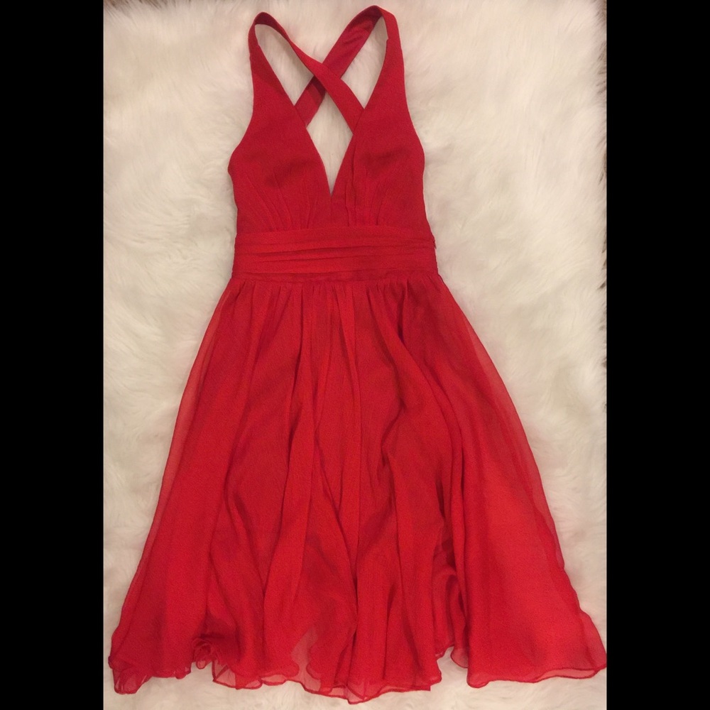 Blaque Label Red Backless Cross-Strap A-Line Dress